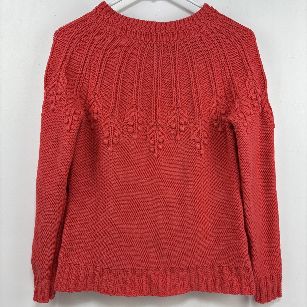 Talbots Women's Coral Cable Yoke Chunky Knit Sweater Size‎ XS Preppy Comfy